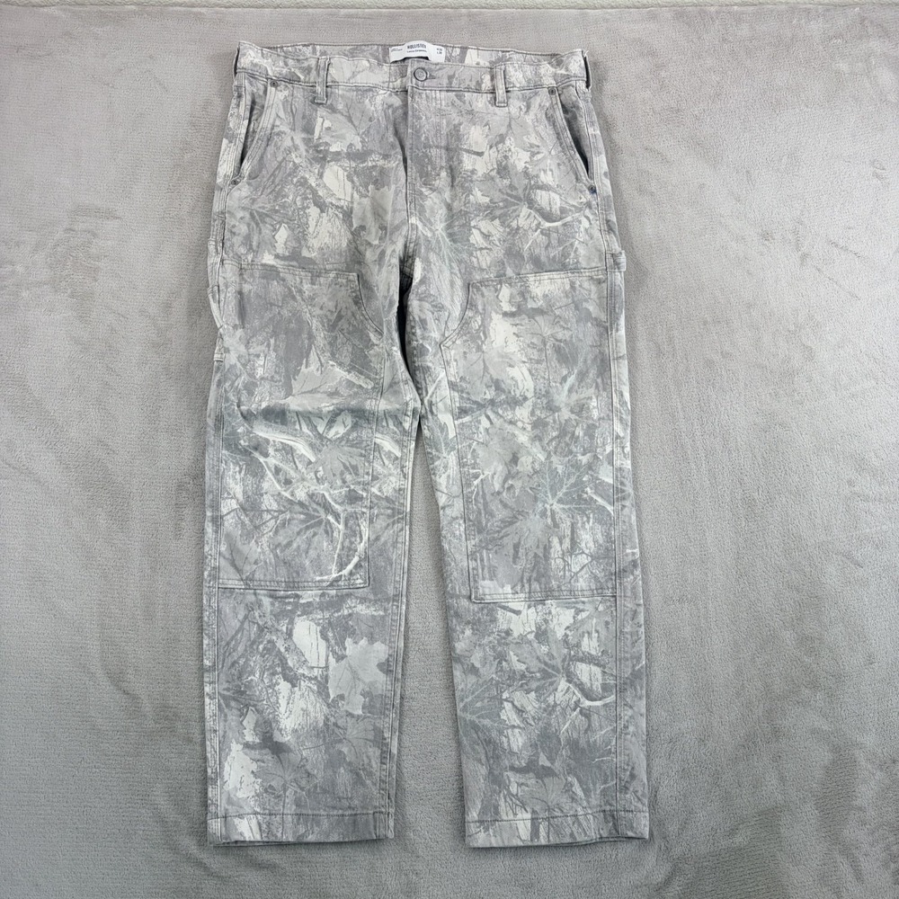Hollister Carpenter Double Knee Loose Jeans in Gray Camo Camouflage Men 36x27
